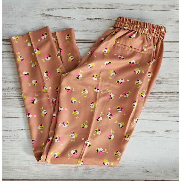 J. Crew Falling Pansies Floral Pull on Pant New Sz 0 - Picture 1 of 6